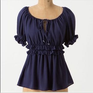Anthropologie || HD in Paris navy peplum blouse